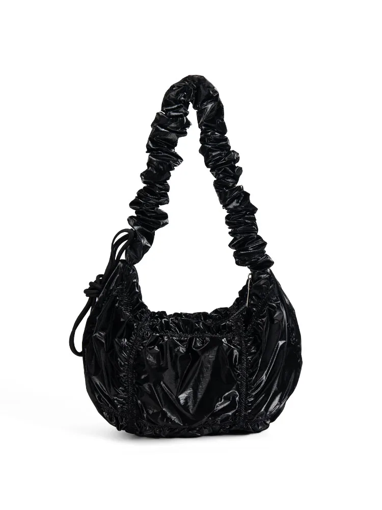 

Korean Sle Dstring Pleated Cloud Bag Single oulder Crossbody Pure Color Women's Bag Faionable Simple Design