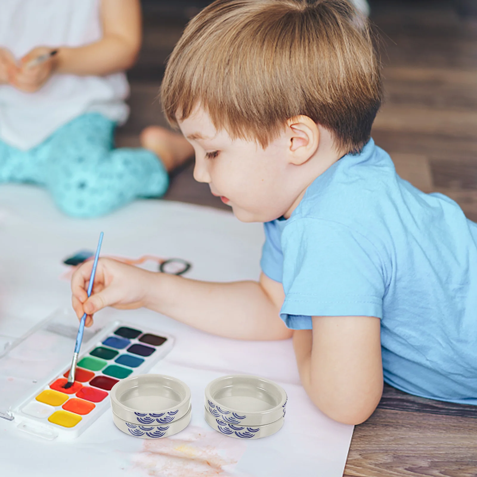 

1Set Spacesaving Ceramic Color Palettes Versatile Watercolor Mixers Lightweight Design Paint Palettes Watercolor Mixers