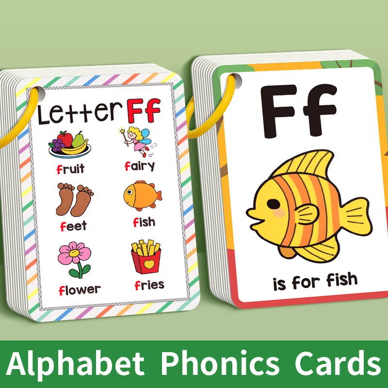 26 Letters English Alphabet Cards 156 Words with Pictures Children's Flashcards Colorful Design A-Z Cards Words Cards Kids Gifts