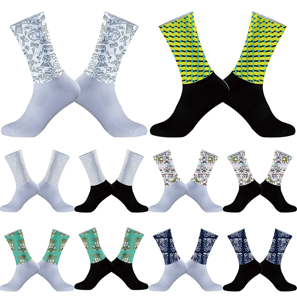 

2024 New Summer Slip Anti Silicone Socks Cycling Socks Men Bicycle Sport Running Bike Socks