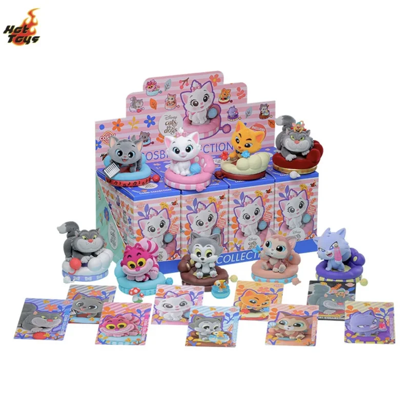 1pcs/8pcs Disney Cat Party Cosbi Blind Box Anime Figure Marie Cat Lucifer Fluffy Collection Model Decor Toy Gift Birthday Gifts