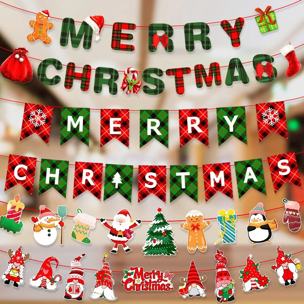 3M Weihnachts-Wimpelkette, Weihnachts-Papier-Girlande für Kamin, Wand, Innenbereich, Zuhause, Feiertagsparty, Hängedekoration