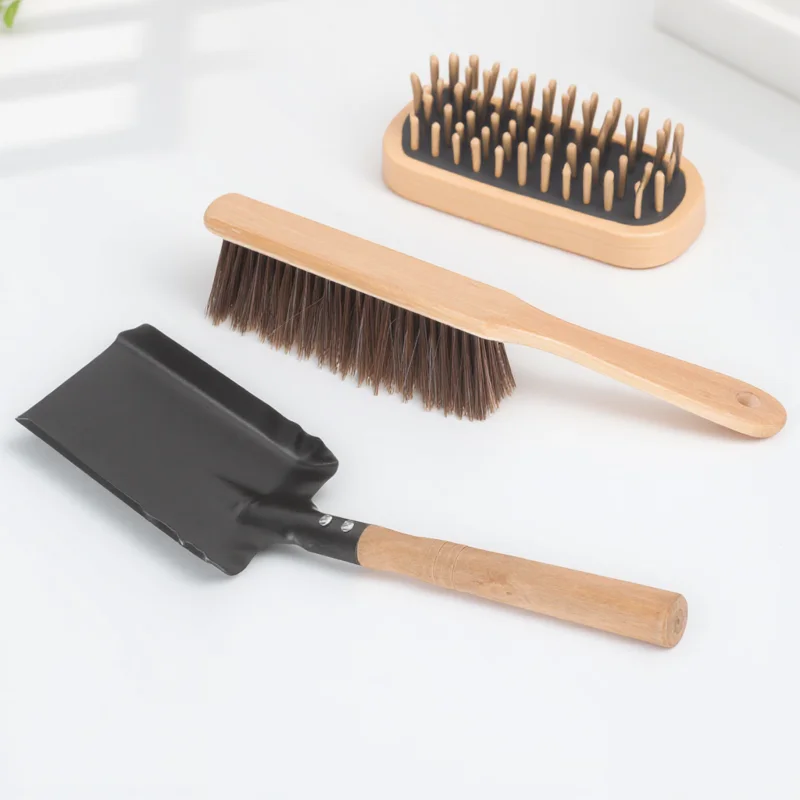 

1 комплект, 1 набор щеток для чистки камина, набор лопаток с деревянной ручкой, легкий для дома, кухни, автомобиля, набор инструментов для камина