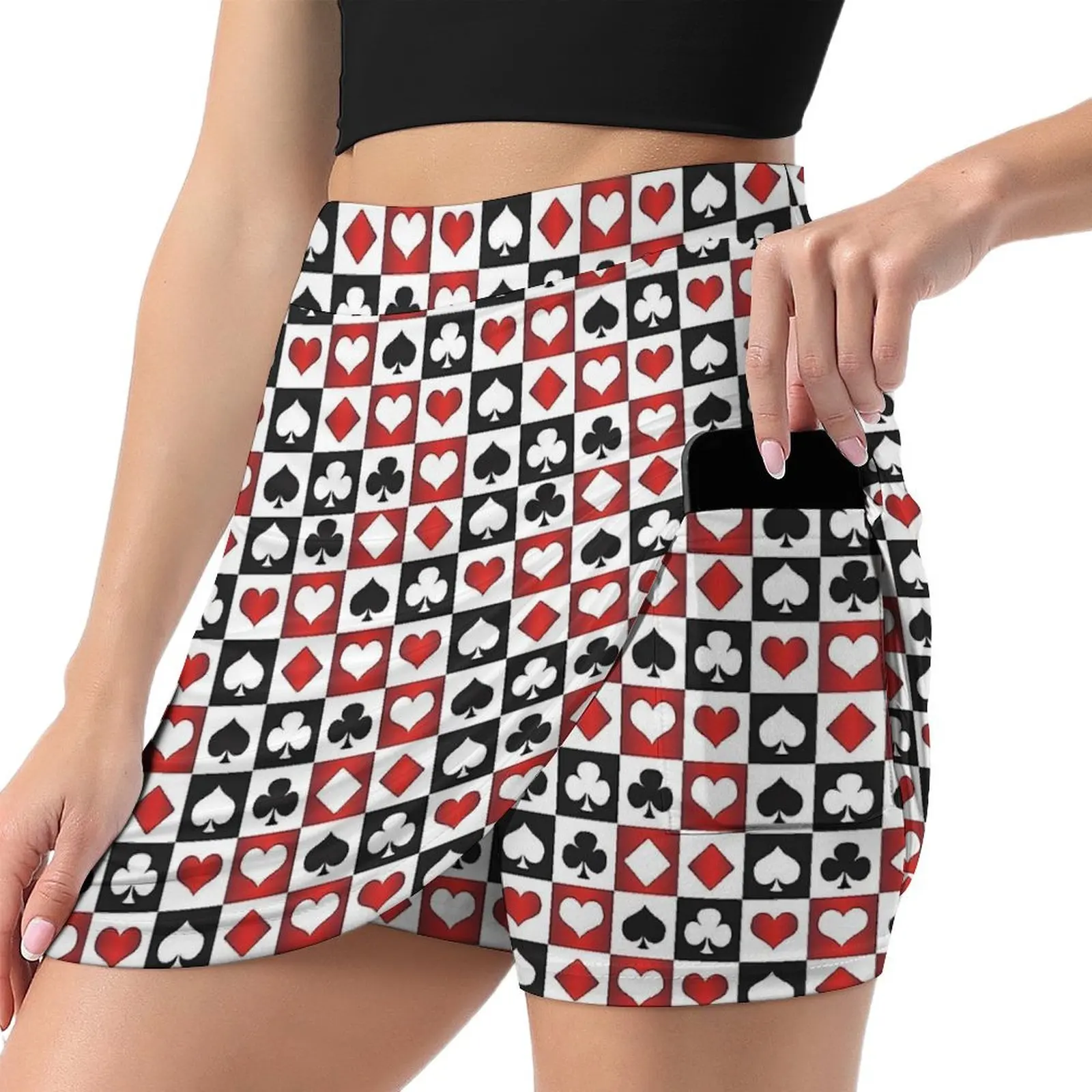 Playing Cards Skirt Womens Card Symbols Vintage Mini Skirts High-waisted Graphic Street Fashion Casual Skirt Big Size