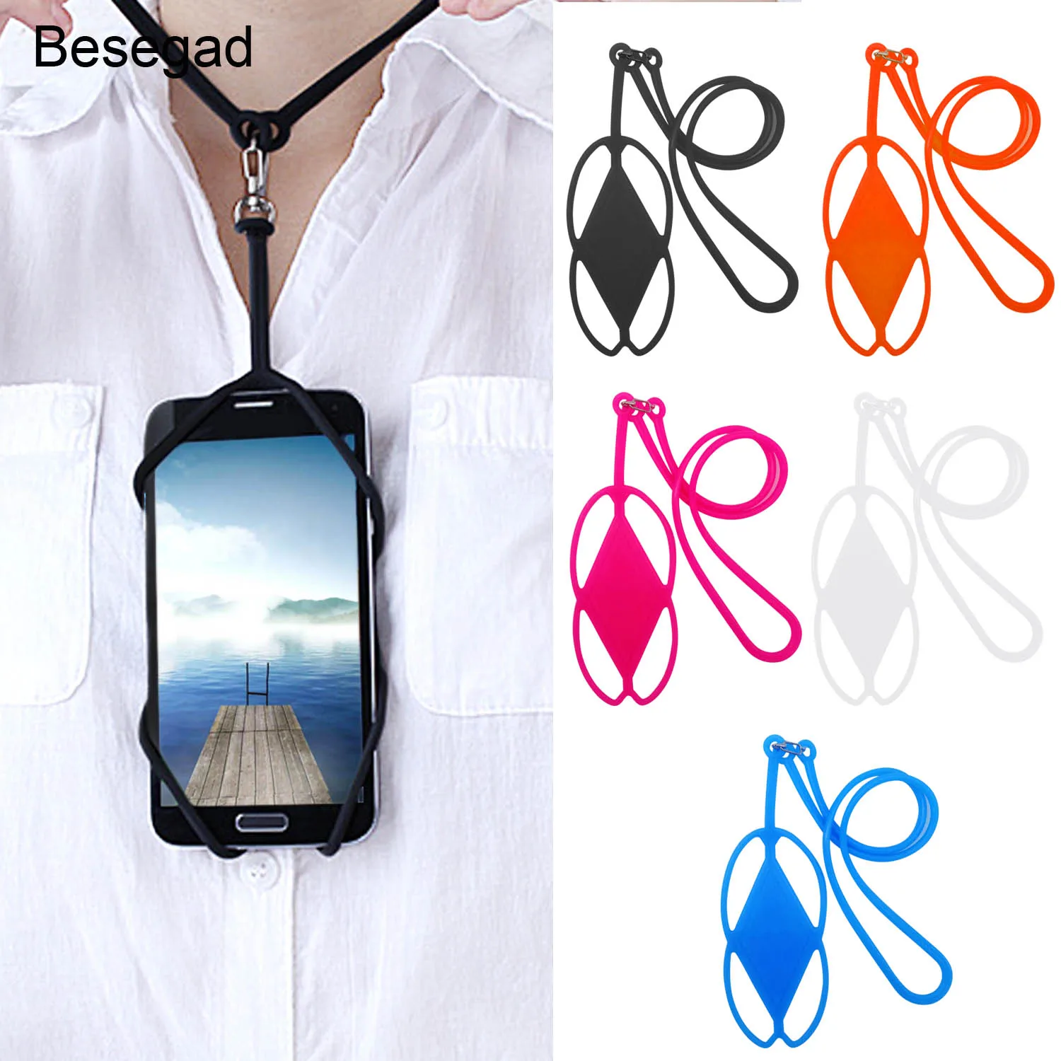 

Besegad Cell Phone Lanyard Holder Cover Phone Neck Strap Necklace Sling For iPhone 6s 7s Plus 8 Samsung Galaxy A5 S7 Edge S6