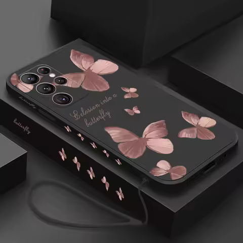 Butterfly Flower Case For Samsung Galaxy S22 S24 Ultra S23 Plus Silicone Cover For Galaxy S22 s23 S24 S21 Ultra S20 fe 5g Case