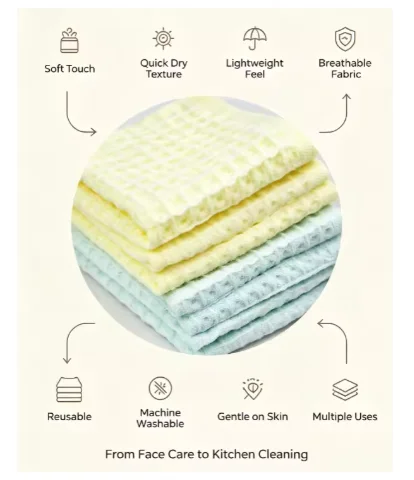 Waffle Weave Kitchen Dish Cloths 12x12in Absorbent Reusable Washable Quick Dry Cleaning Towels For Kitchen Bathroom