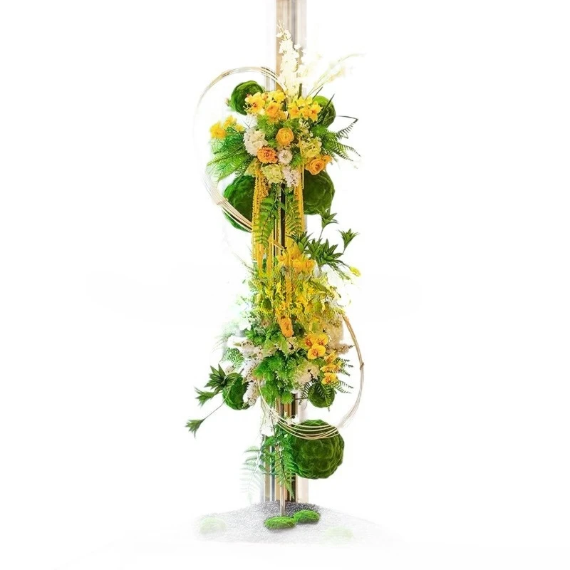 Hotel revolving door simulation dried flower fake flower company lobby ornament floor landscaping decoration sales office