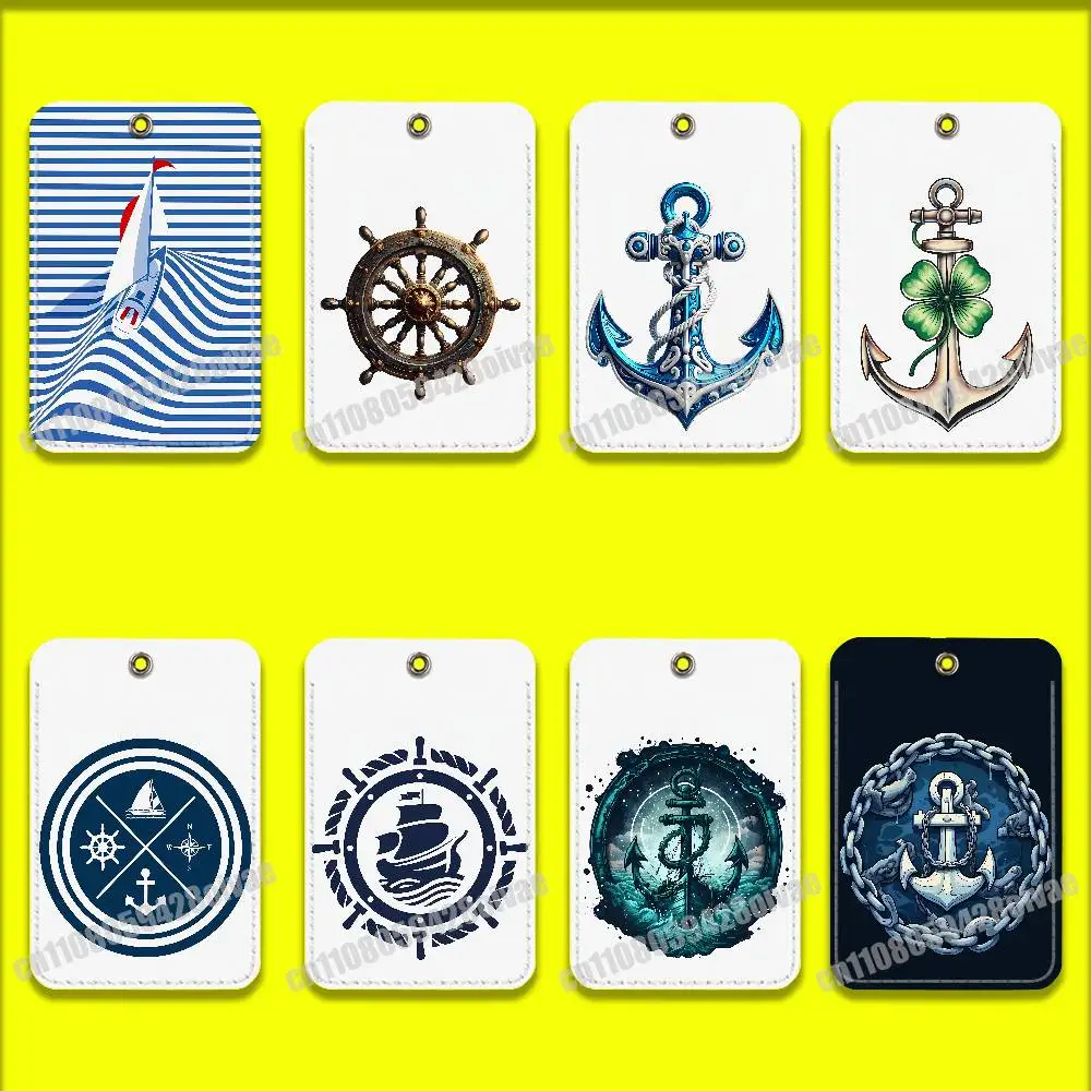 

Anchor Boat Ship Wheel Compass Logo For ID Clips Credit Bank Bag Bus Meal Card Holder Cover Pocket Decoration Keychain