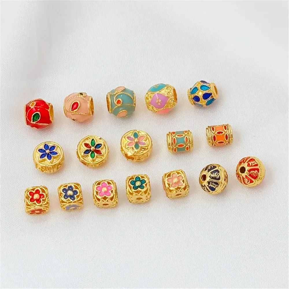 18K Gold-plated Blue Barrel Beads, Jingtai Blue Square Beads, Loose Beads, DIY Handmade Bracelets, Necklaces, Jewelry Accessorie