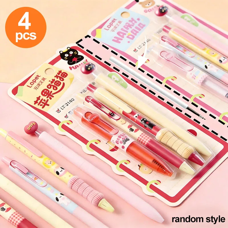 4-Piece Creative Animal Gel Pen Set, Gel Pens, 0.5mm Black Ink, Quick-Drying, Suitable for Study, Office Work, Daily Writing, Journaling, Accounting, Drawing, and Sketching