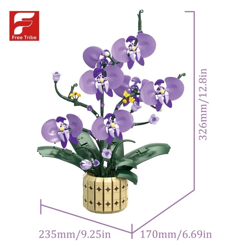 832PCS Moth Orchid Flower Building Blocks Preserved Flower Vase Bricks Home Decoration Children DIY Toys Romantic Holiday Gifts