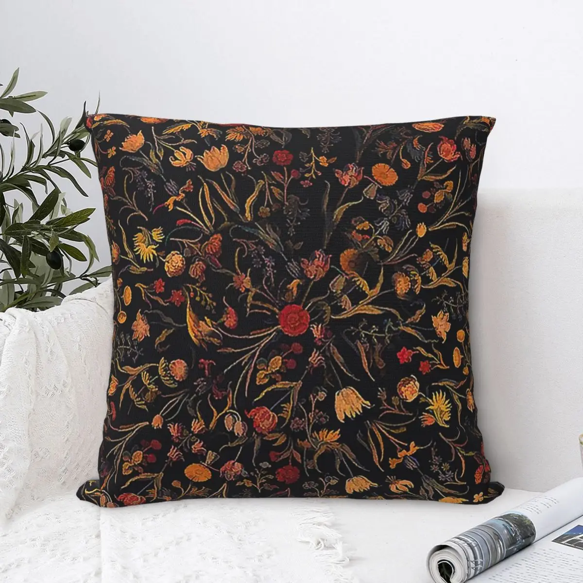 

Midnight Floral Pillowcase Polyester Pillows Cover Cushion Comfort Throw Pillow Sofa Decorative Cushions Used for Home Bedroom