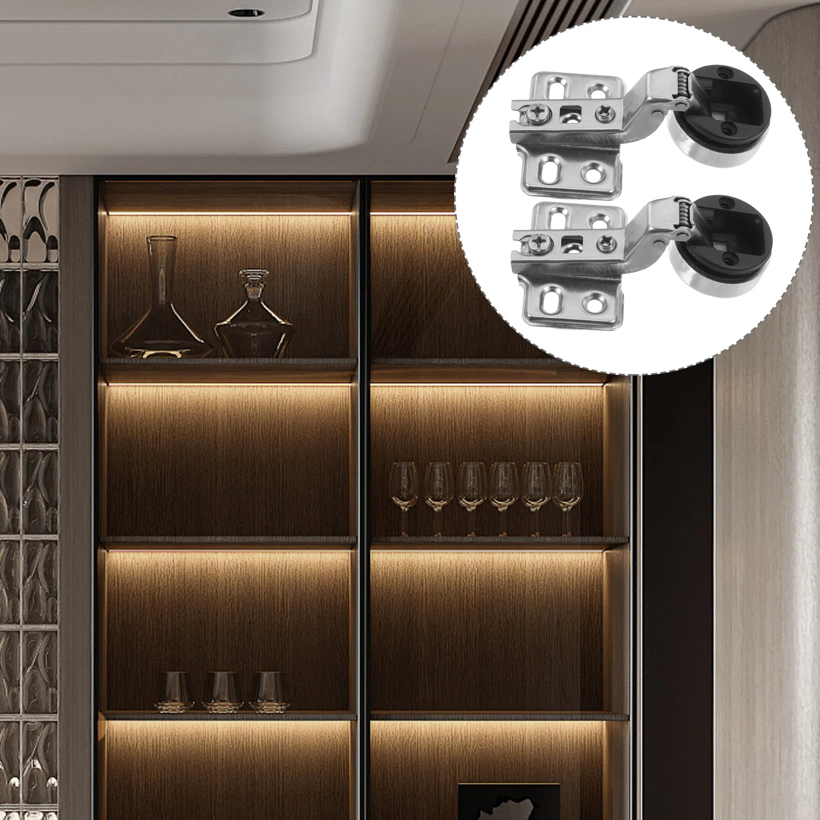 

2Pcs Kitchen Cabinet Door Damper Hinges Soft Close Stainless Steel Frameless Cabinet Hinges Hydraulic Damping Quiet
