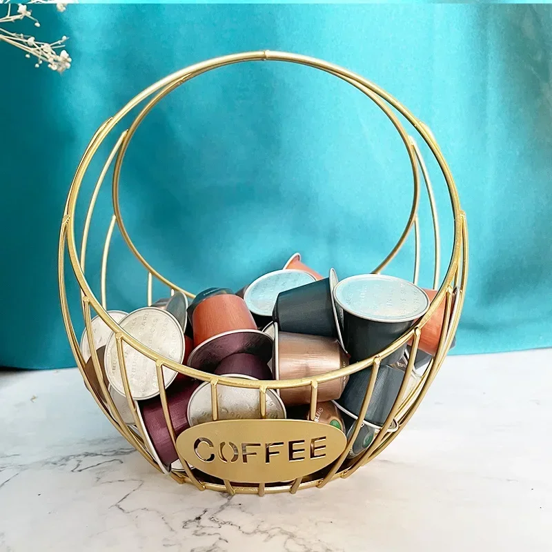 

Coffee Pod Holder Iron Metal Cup Shaped Coffee Capsule Storage Basket Organizer for Storing Stainless Mental Coffee Rack
