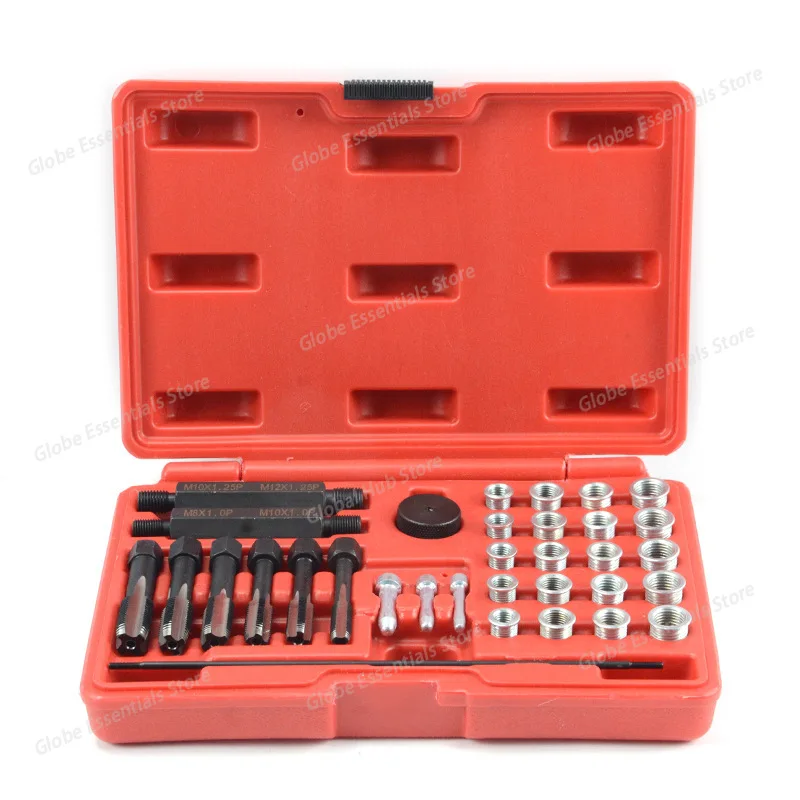 

33PCS Glow Plug Thread Repair Tool Set - For Automotive Transmission Oil Pan Cover Thread Restoration Alloy steel material