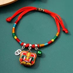 Classic Rainbow Red Braided Rope Charm Bracelet for Women Chinese Traditional Awakening Lion Pendant Bracelet Friendship Jewelry