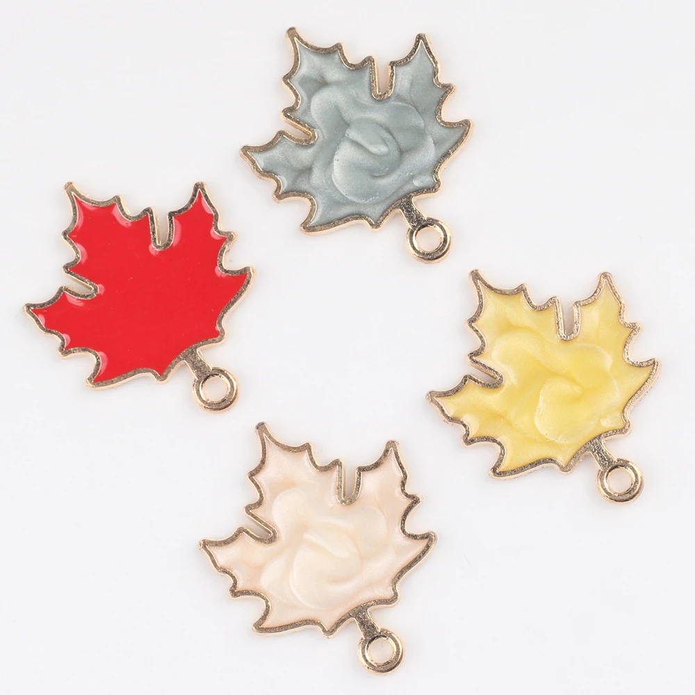 10/20pcs Color Cute Maple Leaf Shape Pendant Earring Necklace Bracelet Jewelry Making Accessories Handmade DIY Ornament Fashion view 4