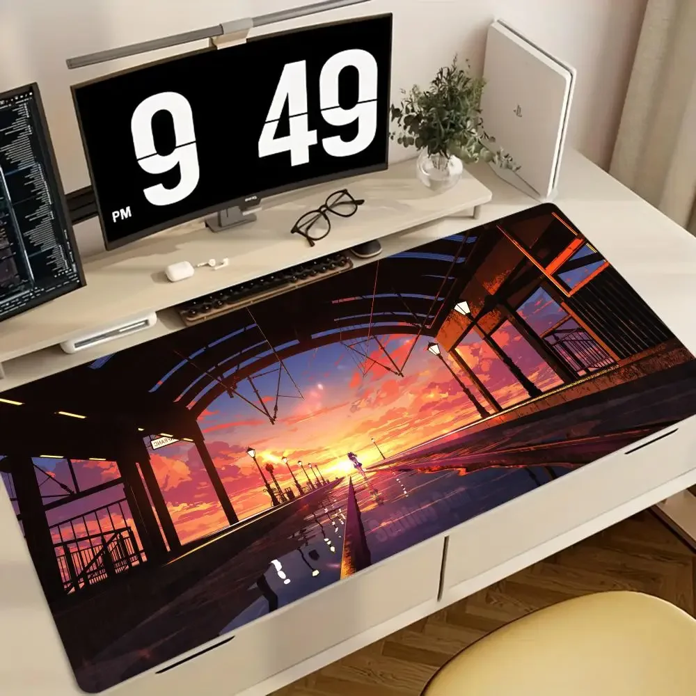 Tappetino per mouse da gioco grande XXL, tappetino per mouse da scrivania, design grande stazione anime, bordi cuciti, adatto per ufficio e uso domestico