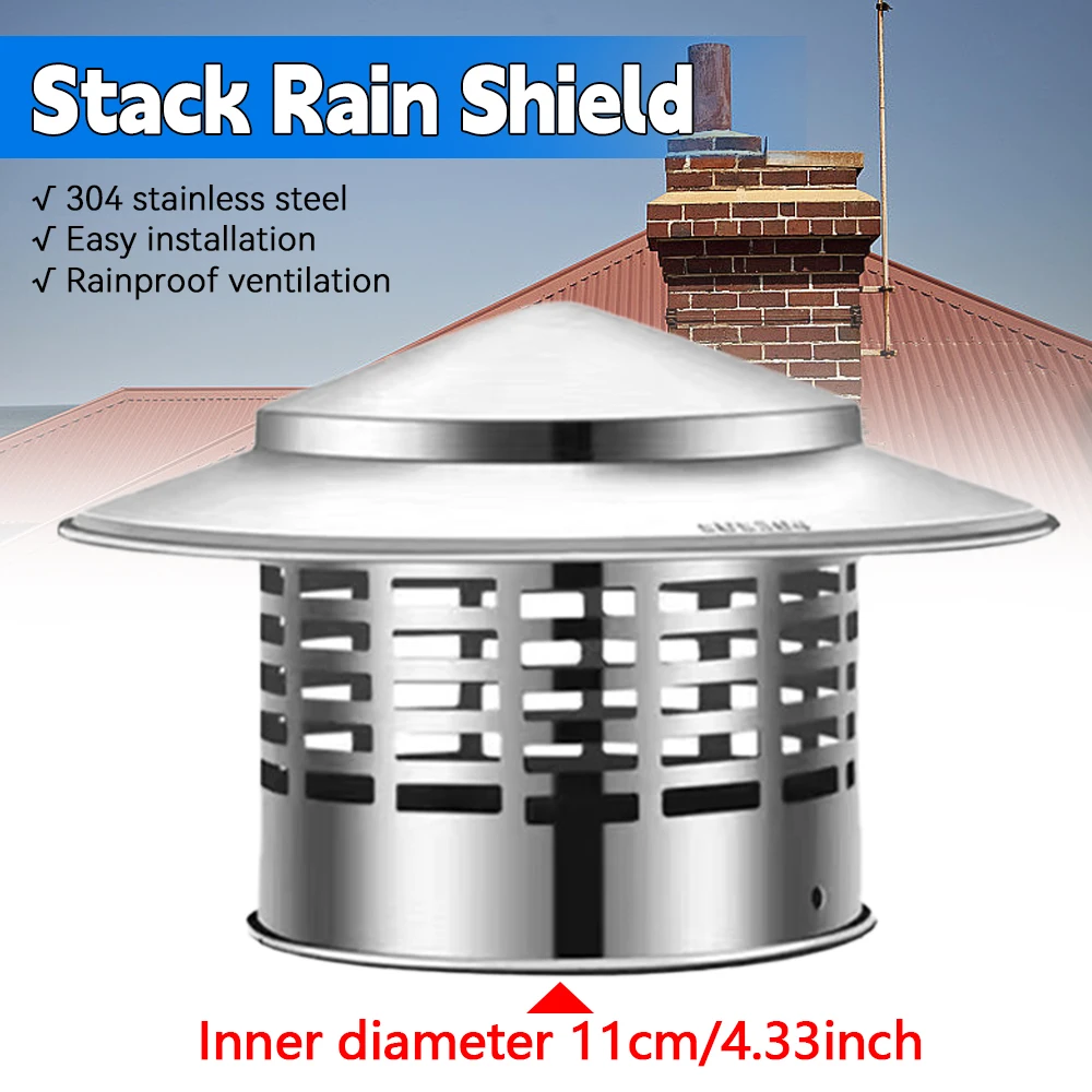 110mm 4 Inch Stainles Steel Chimney Cap For Exterior Wall Roof Pipe Exhaust Vent Chimney Exhaust Hood Air Outlet Chimney Cap