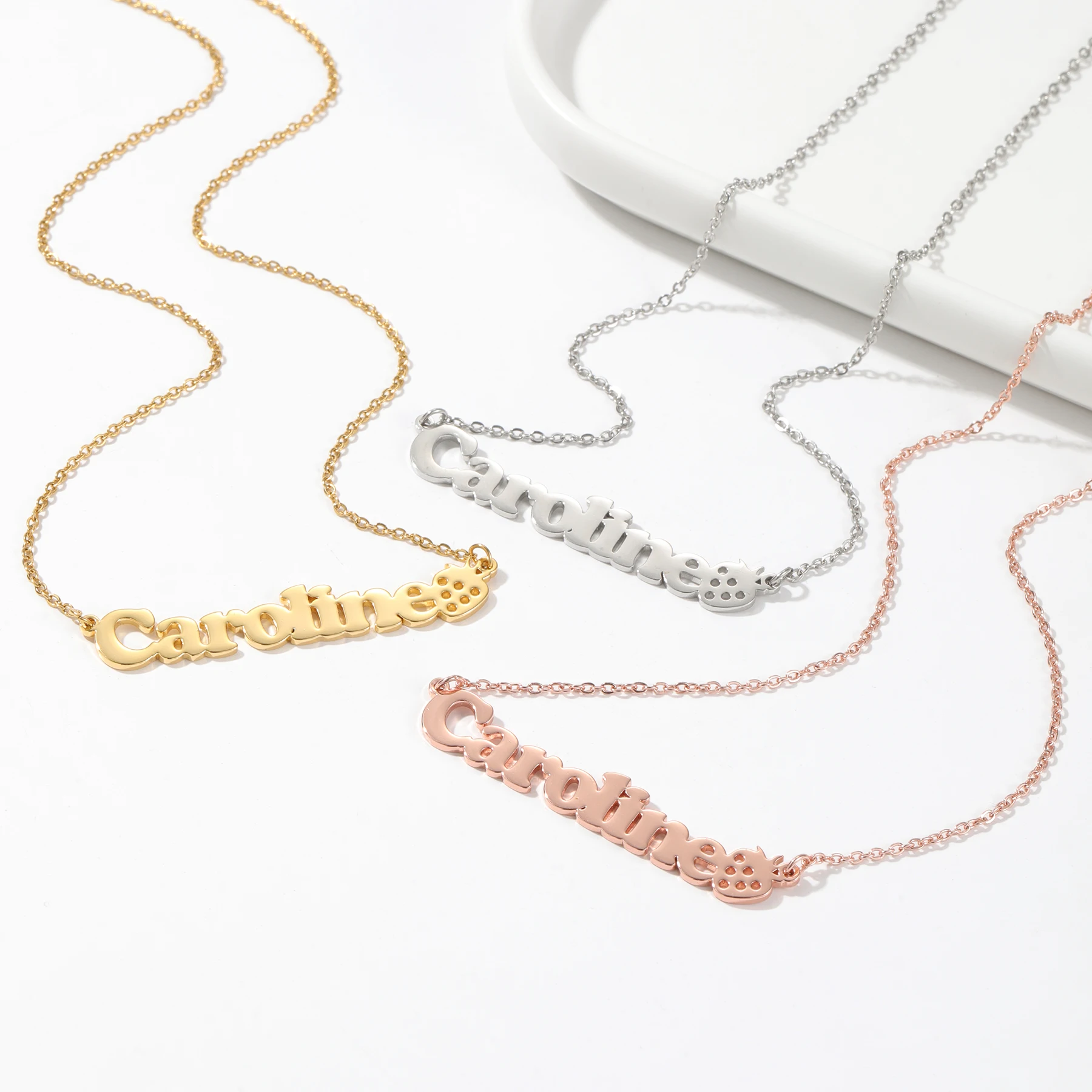 Personalized Name Strawberry Necklace Custom Name Pendant High Quality Stainless Steel Women Jewelry Holiday Gift for Her