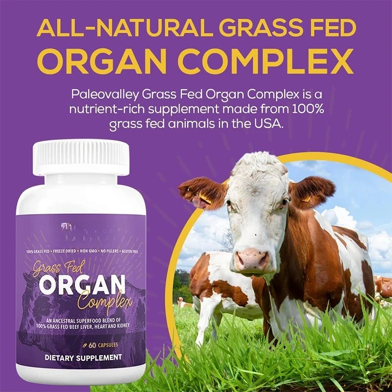 Grass Fed Beef Organ Complex - Freeze-dried Beef Liver, Heart, And Kidney Mixture -60 Capsules