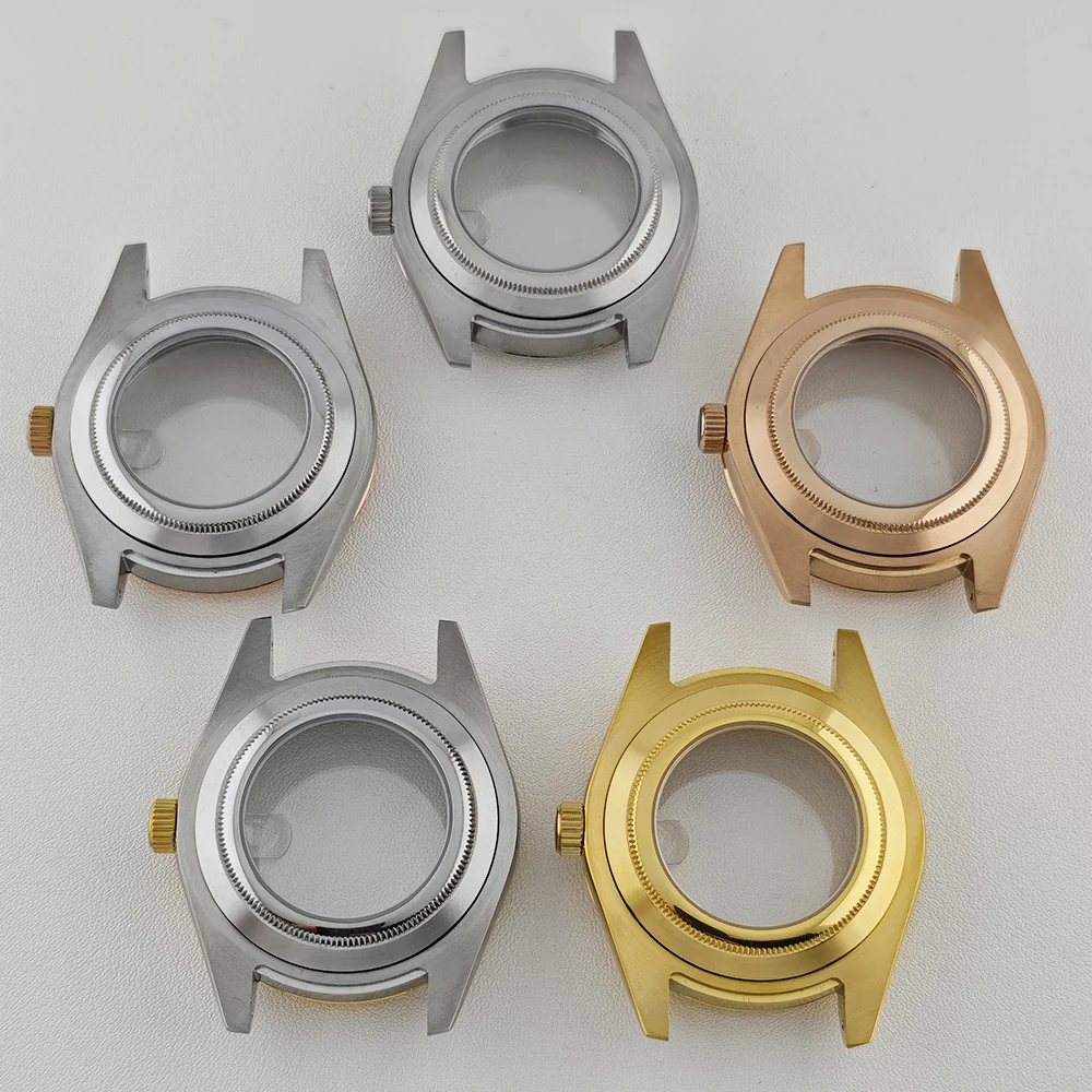 36/39/41mm Silver Rose Gold Two Tone NH35 Case Watch Case Sapphire Glass for Movement NH35/NH36 Watch Parts fit 28.5mm Dial