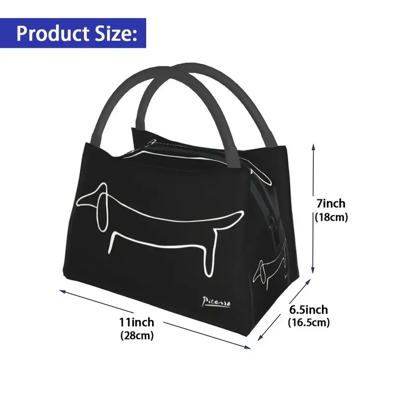 Pablo Picasso Insulated Lunch Bag for Women Resuable Dachshund Dog Lump Artwork Cooler Thermal Bento Box Work Picnic