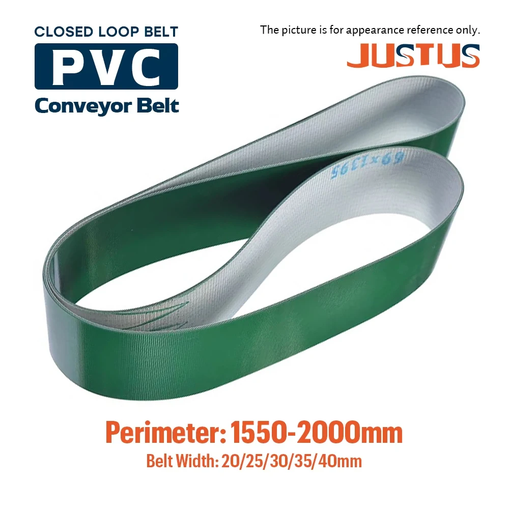 Perimeter 1550-2000mm,PVC Transmission Conveyor Belt, Width 20-40mm, Thickness 1–5mm, custom sizes available
