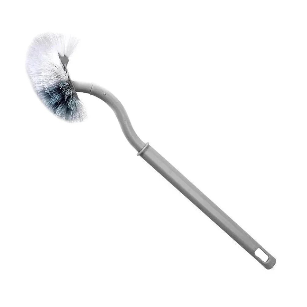 

2Pcs Bathroom Toilet Brush Curved Handle Deep Cleaning Brush Soft Dense Bristles Hanging Hook Design Bowl Scrubber