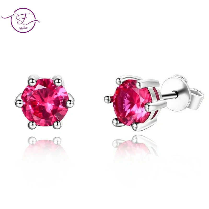 

Женские серьги-гвоздики из серебра 925 пробы с красным Цирконом