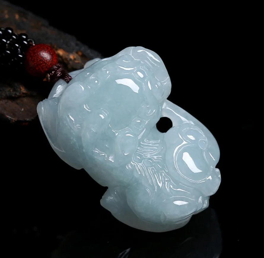 

Изысканные ювелирные изделия из натурального нефрита A + жадеита с ледяным семенем, нефритовая подвеска Pixiu для мужчин и женщин