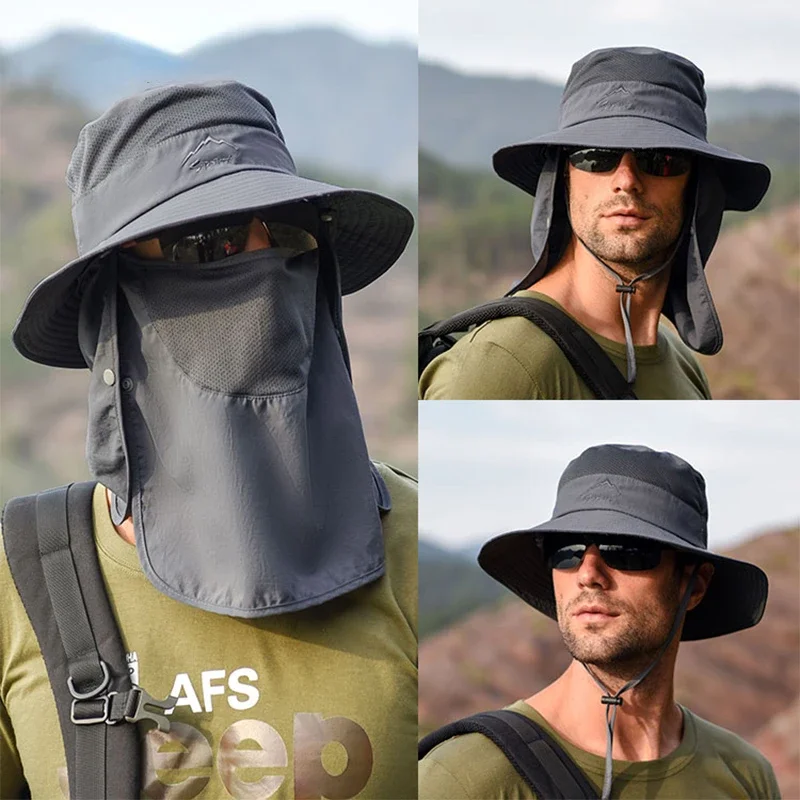 

Summer Quick Dryng UV Protection Fisherman Cap Face Neck Cover Outdoor Fishing Cycling Removable Men Visor Hat Women Bucket Hat