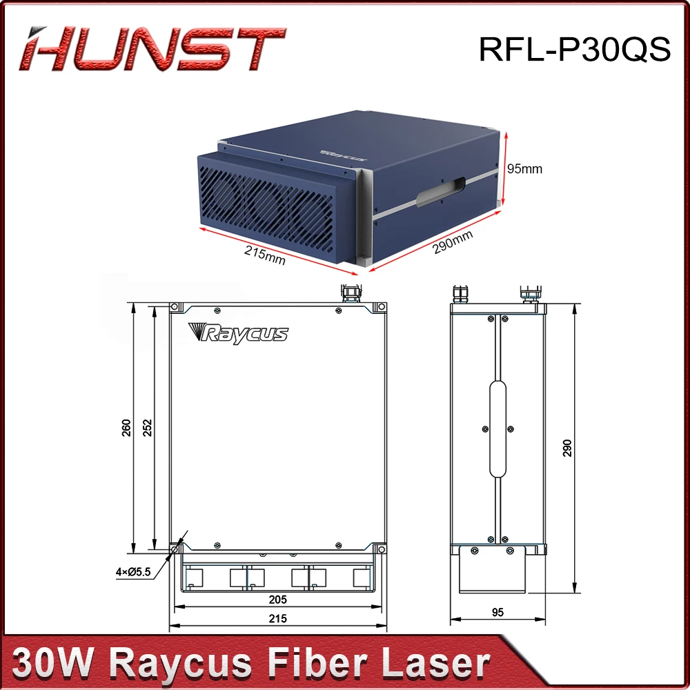 Hunst Raycus 30W Q-switched Pulse Fiber Laser Source  1064nm High Quality Module for Metal Marking and Engraving Machine