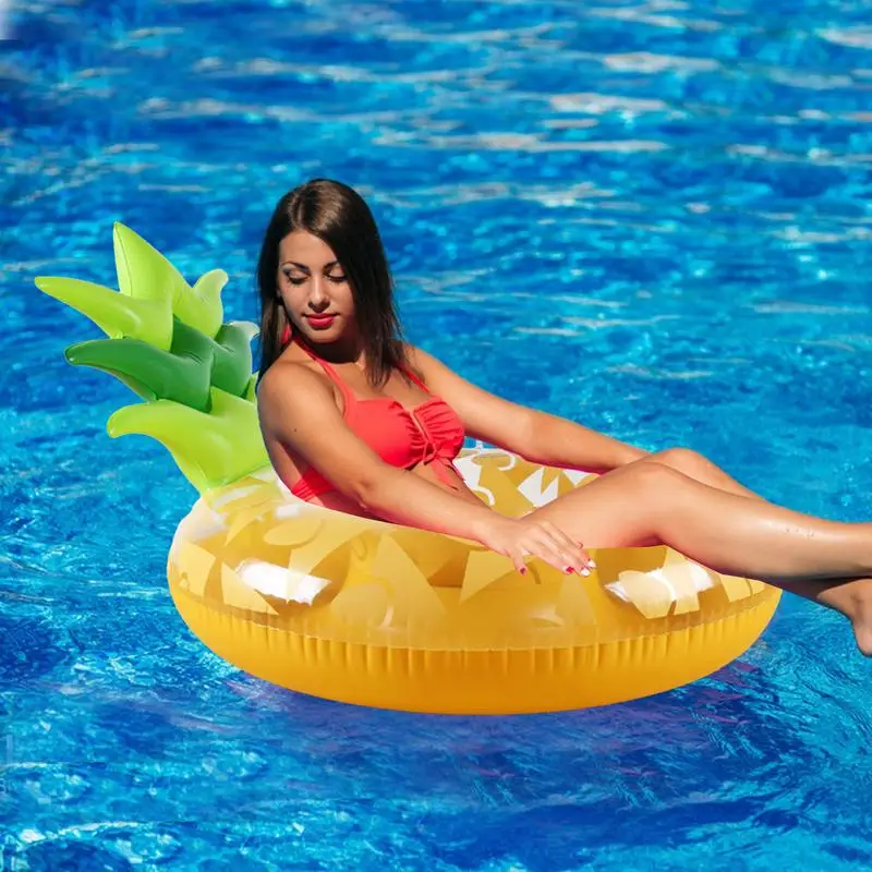 Flotteur gonflable en PVC en forme d'ananas pour piscine, flotteurs d'été confortables et portables avec dossier