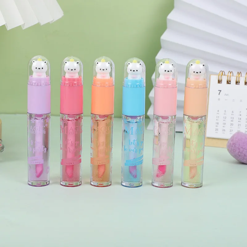 Wholesale 24pcs Cute Cat Lip Gloss Color Change Students Natural Moisturizing Lip Gloss Kids Girls Lip Oil Kawaii Lips Care Bulk