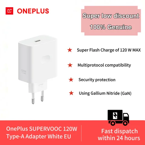 Зарядное устройство OnePlus SUPERVOOC 120W VCB80AEH, белое, EU, совместимо с iPhone, iPad, OPPO/OnePlus