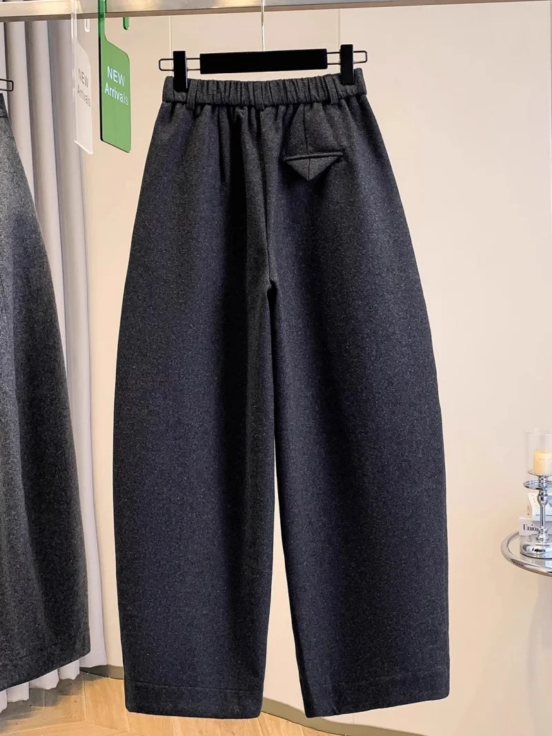 Wollhose für Damen, Winter, 2022, Herbst, Frühling, große Größe, neuer Artikel, graue Hose mit geradem Bein, W1302
