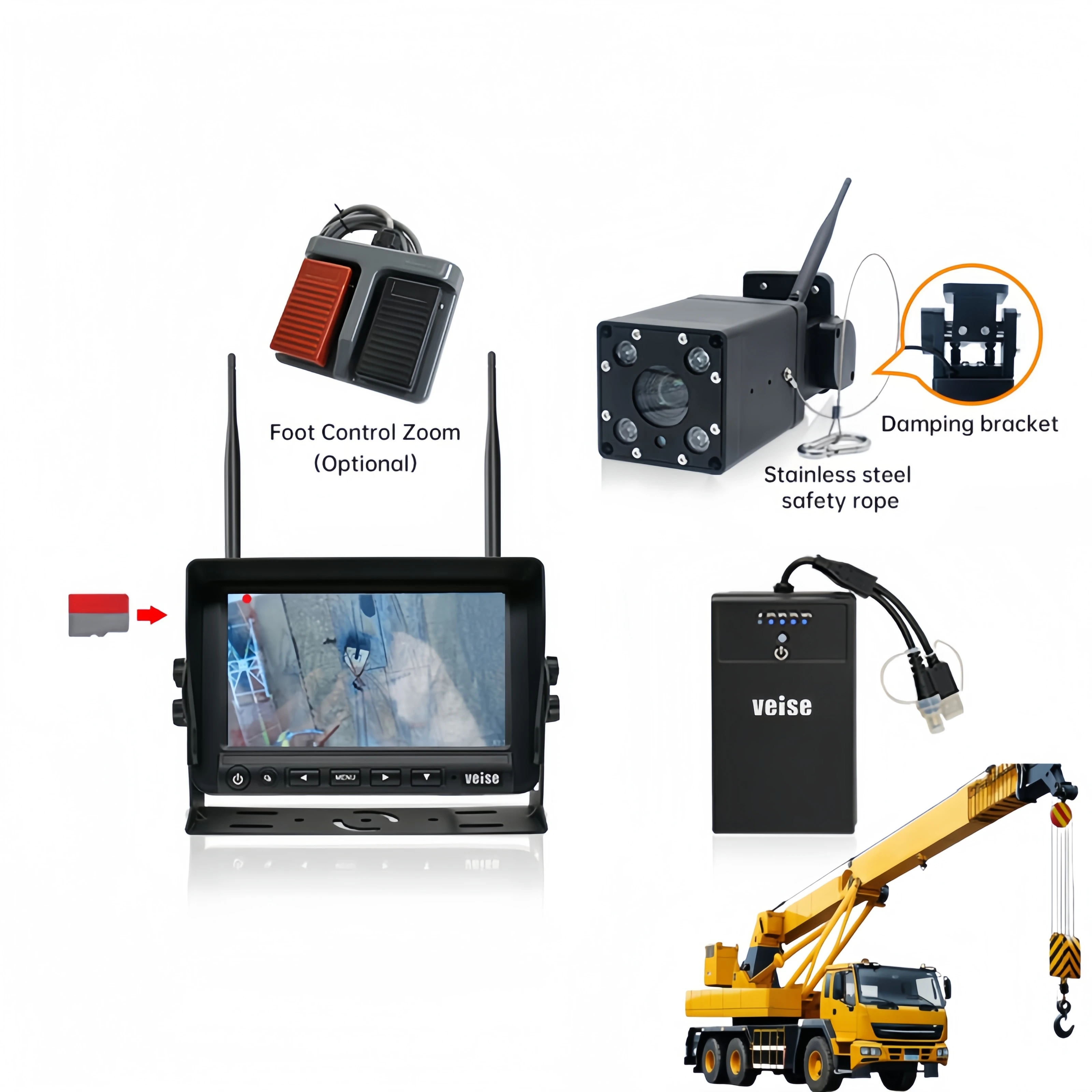 Wireless Crane Zoom Camera Hook Monitoring System For Tower Jib Crawler Truck Mobil Crane