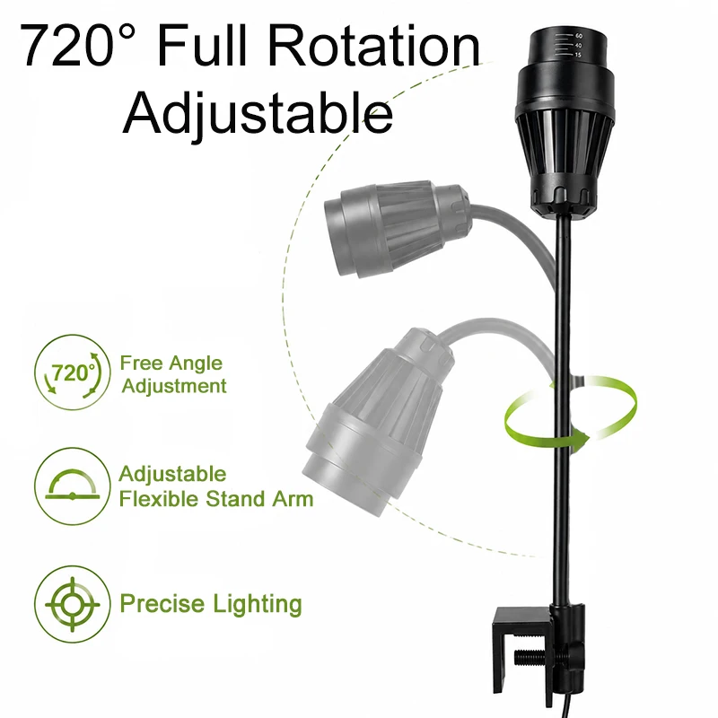 USB-LED-Aquariumstrahler zum Aufstecken, 3 Farben, mit Zyklustimer und Kühlventilator 15 ° -60 ° Einstellbarer Fokus für Aquarium 10W 14W 16W – Detail 1