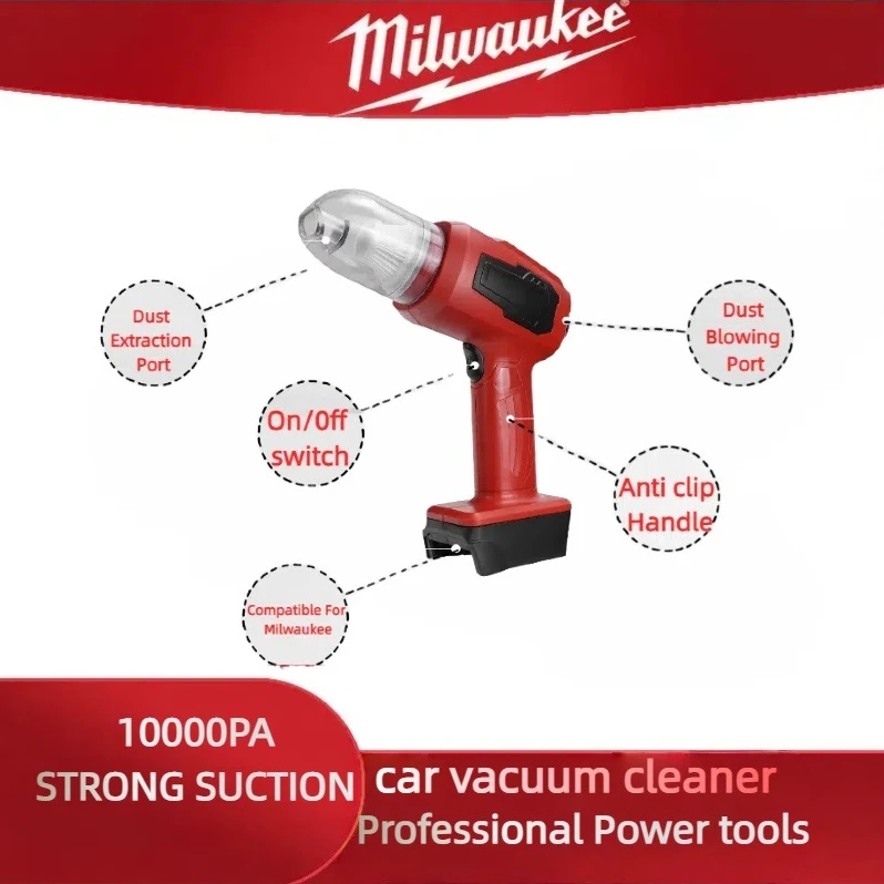 Cordless Handheld Vacuum Cleaner for Milwaukee 18V Battery 2-In-1 Multi-function Dust Collect Machine and Air Blower