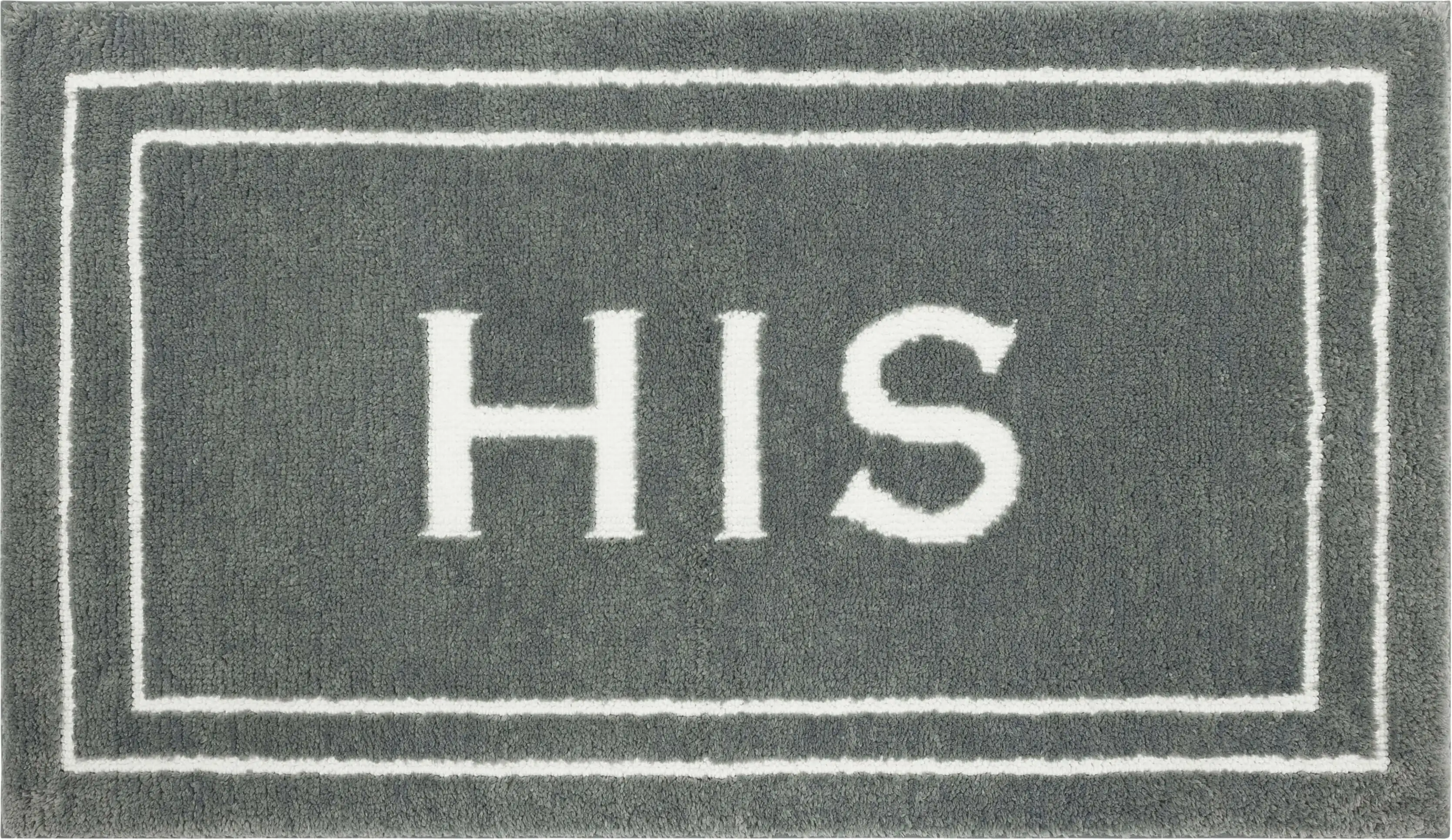 

His Knited Washable Polyester Non-Slip Bath Mat, Pewter, 2' x 3'4