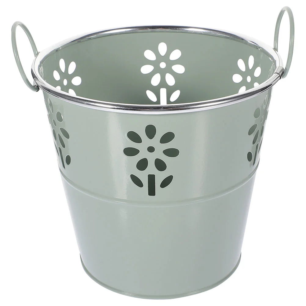 Tin Bucket Storage Metal Buckets with Handles Galvanized Flower Pots for Indoor Plants