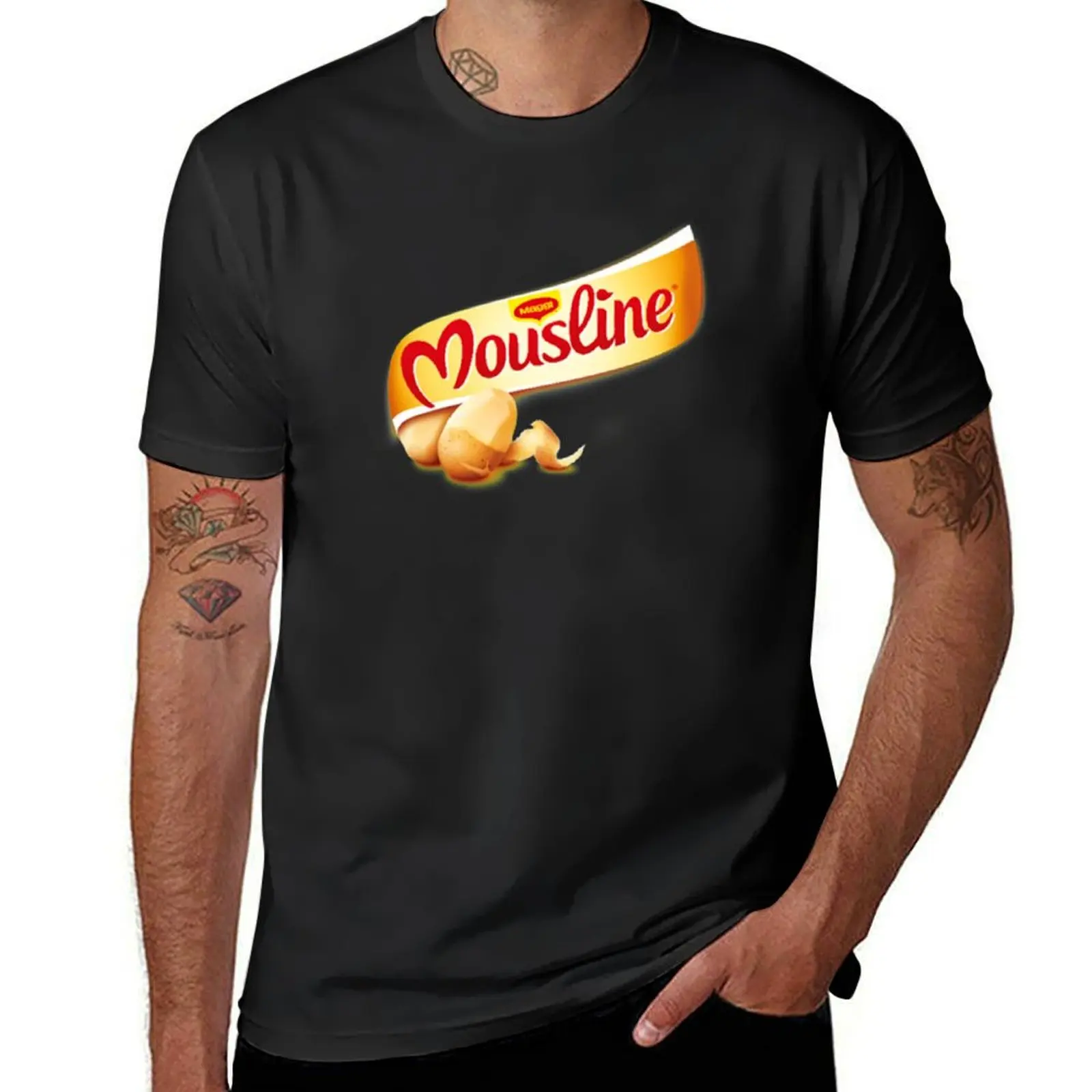 mousline mash T-Shirt korean fashion vintage clothes Short sleeve tee blacks t shirts for men