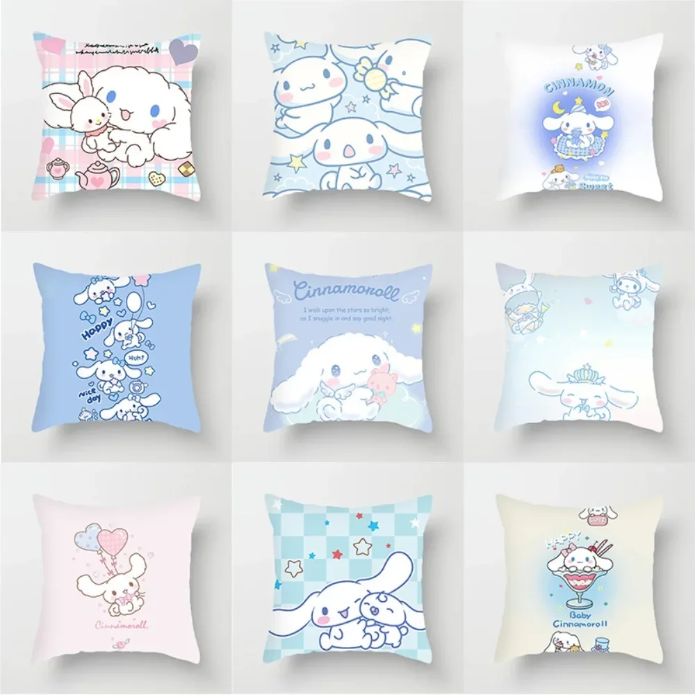 45X45cm  Anime Peripheral Kawaii Cute Cinnamoroll Cushion Cover Cartoon Sofa Decoration Pillowcase Girls Festivals Gift