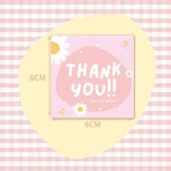 50 tarjetas de agradecimiento de flores de unids/pack, 6cm, rosa, pequeña tarjeta de visita para panadería, fiesta de boda, Baby Shower, Paquete, bolsa de correo