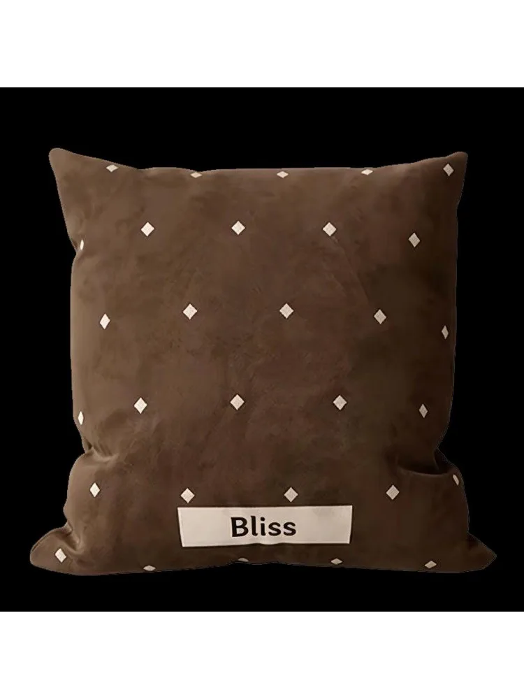 Medieval style simple throw pillow, living room sofa backrest pad,office waist pillow, brown cream style removable and washable