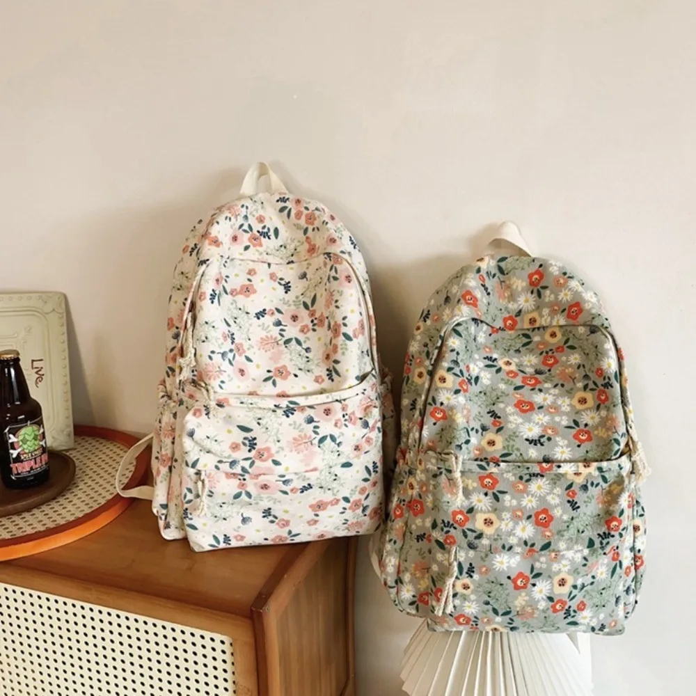 Aesthetic Knapsacks Japanese Flower Print Mochilas Women\'s Large Capacity Backpacks Shoulder Bag Multifunction Rucksack