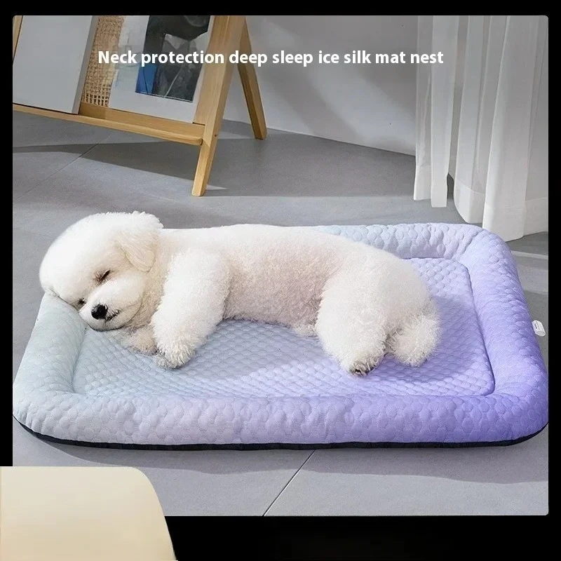 Breathable Summer Cooling Pet Bed Ice Pad Cold Silk Cool Feeling Dog Bed Skin-friendly Mat  Pet Supplies Size S/M/L