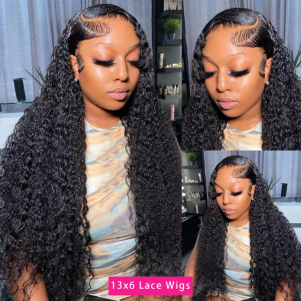 Ulrica Water Wave Lace Frontal Wig Human Hair 13x6 Transparent Lace Front Human Hair Wigs 100% Natural Hairline Curly Human Hair